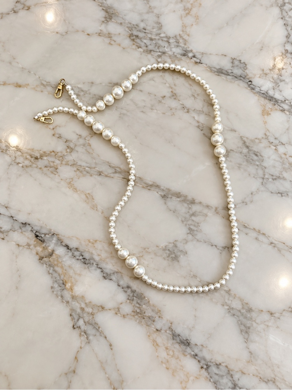 Long strap for crossbody or belt accessory pearl